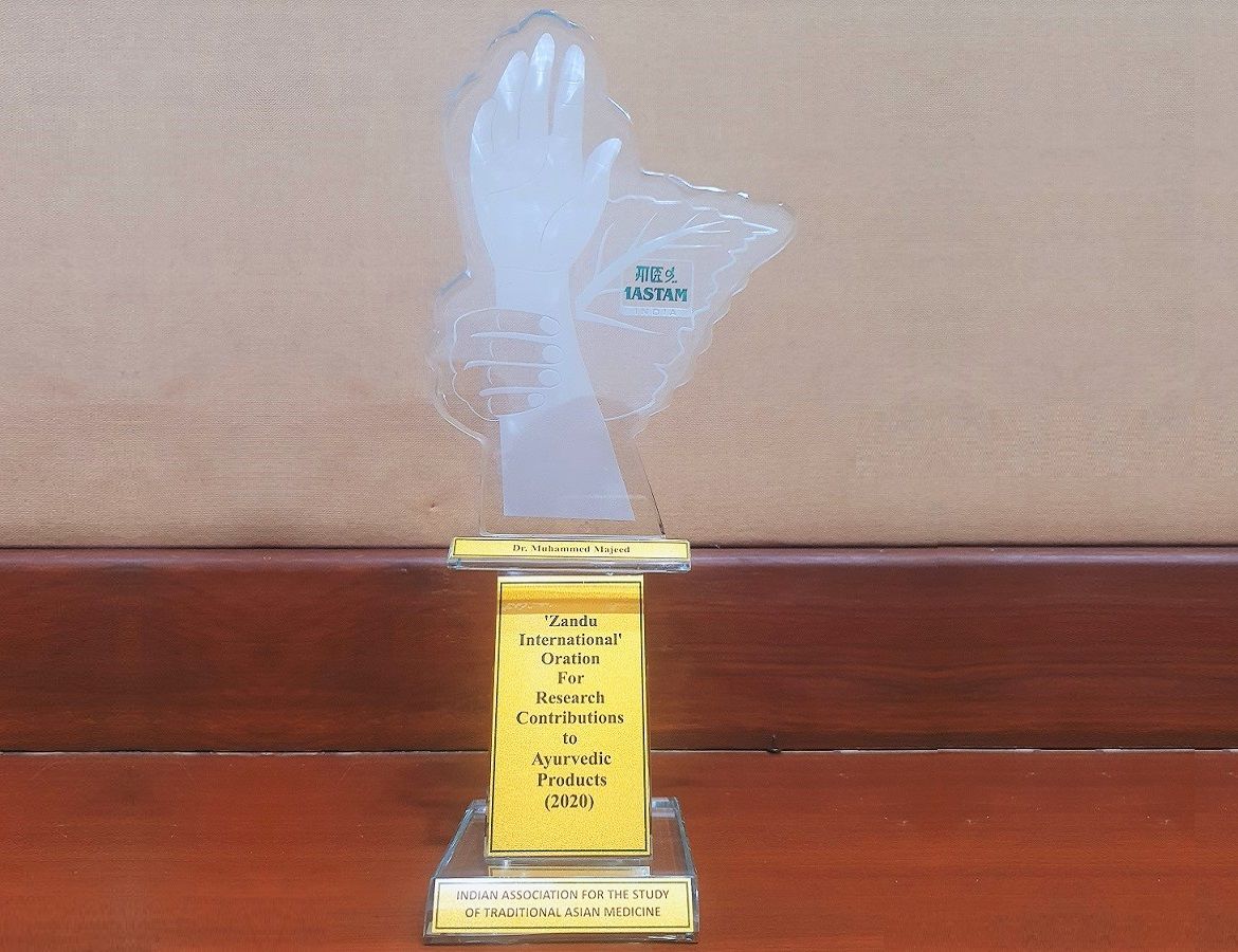 Dr. Muhammed Majeed, Sami-Sabinsa Group Founder and Chairman, Conferred with IASTAM Zandu International Oration Award for his Research Contribution to Natural Product Development