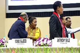 Dr. Muhammed Majeed, Founder & Chairman, Sami-Sabinsa Group honoring the Chief Guest Shri. M Venkaiah Naidu, Hon'ble Vice President of India at My Home India event in New Delhi